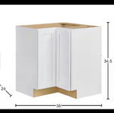 Avondale 36 in. W x 24 in. D x 34.5 in. H Ready to Assemble Plywood Shaker Lazy Susan Corner Cabinet in Alpine White