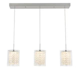 Crystal Cube 13-Watt 3 Light Chrome Modern Integrated LED Pendant Light Fixture for Dining Room or Kitchen