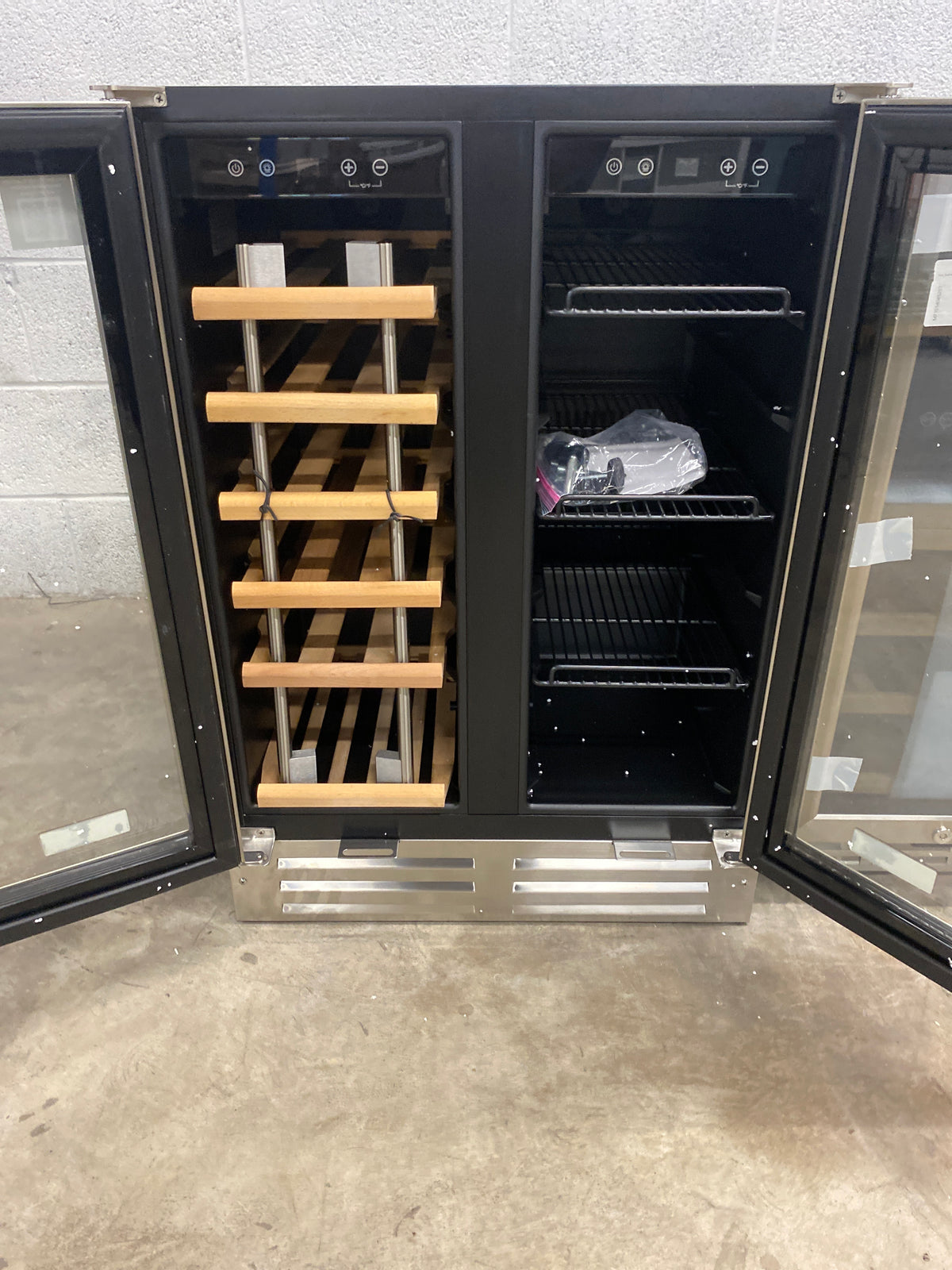 24 in. Dual Zone 19-Wine Bottle & 57-Can Beverage & Wine Cooler with removable Shelves & Child Lock in Stainless Steel