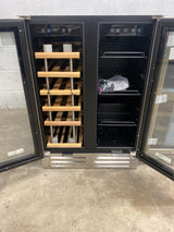 24 in. Dual Zone 19-Wine Bottle & 57-Can Beverage & Wine Cooler with removable Shelves & Child Lock in Stainless Steel