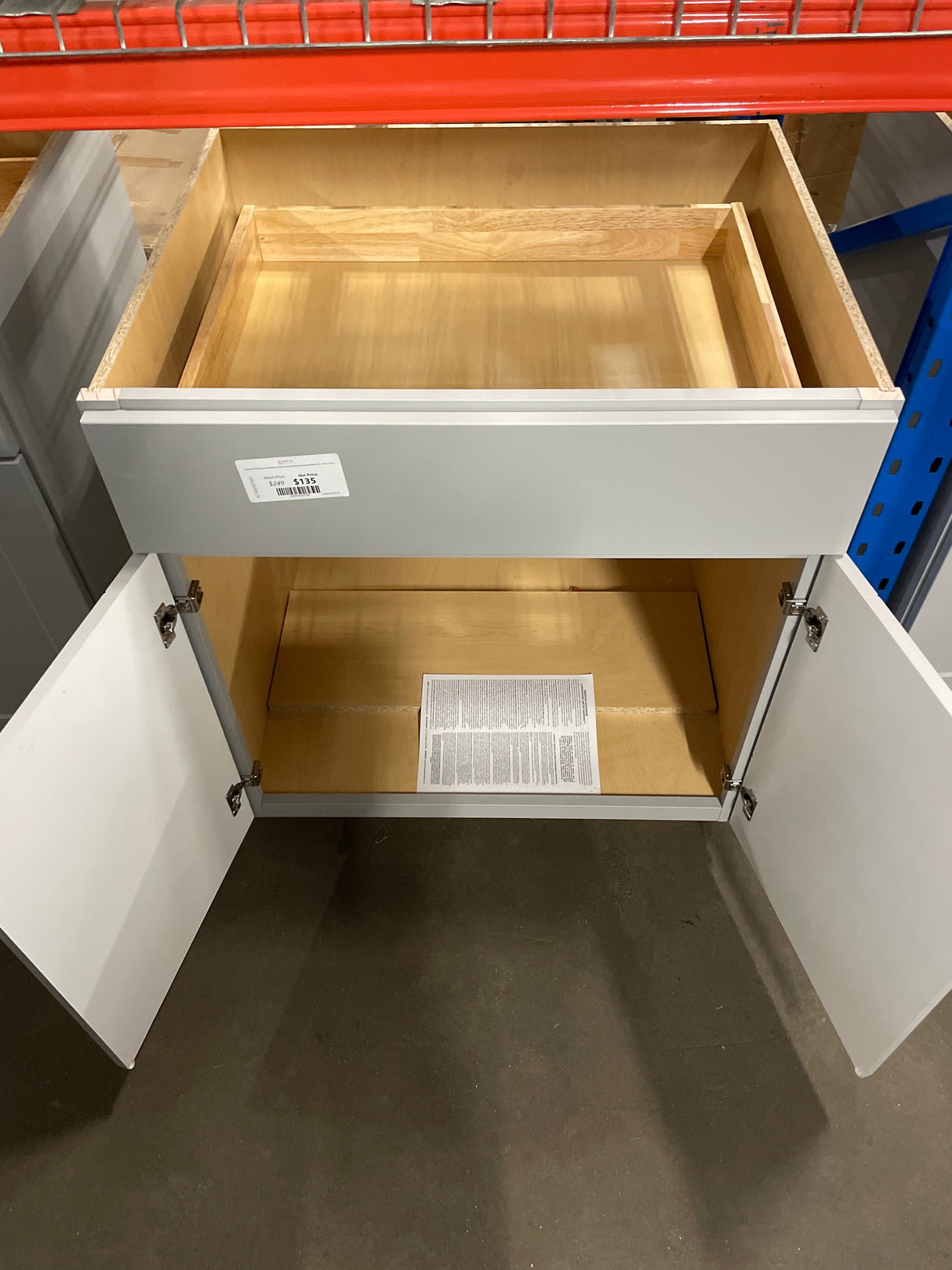 Shaker Dove Gray Stock Assembled Base Kitchen Cabinet with Ball-Bearing Drawer Glides (30 in. x 34.5 in. x 24 in.)