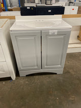 30 in. W x 18.3 in. D x 34 in. H Single Sink Bathroom Vanity in Grey with White Ceramic Top
