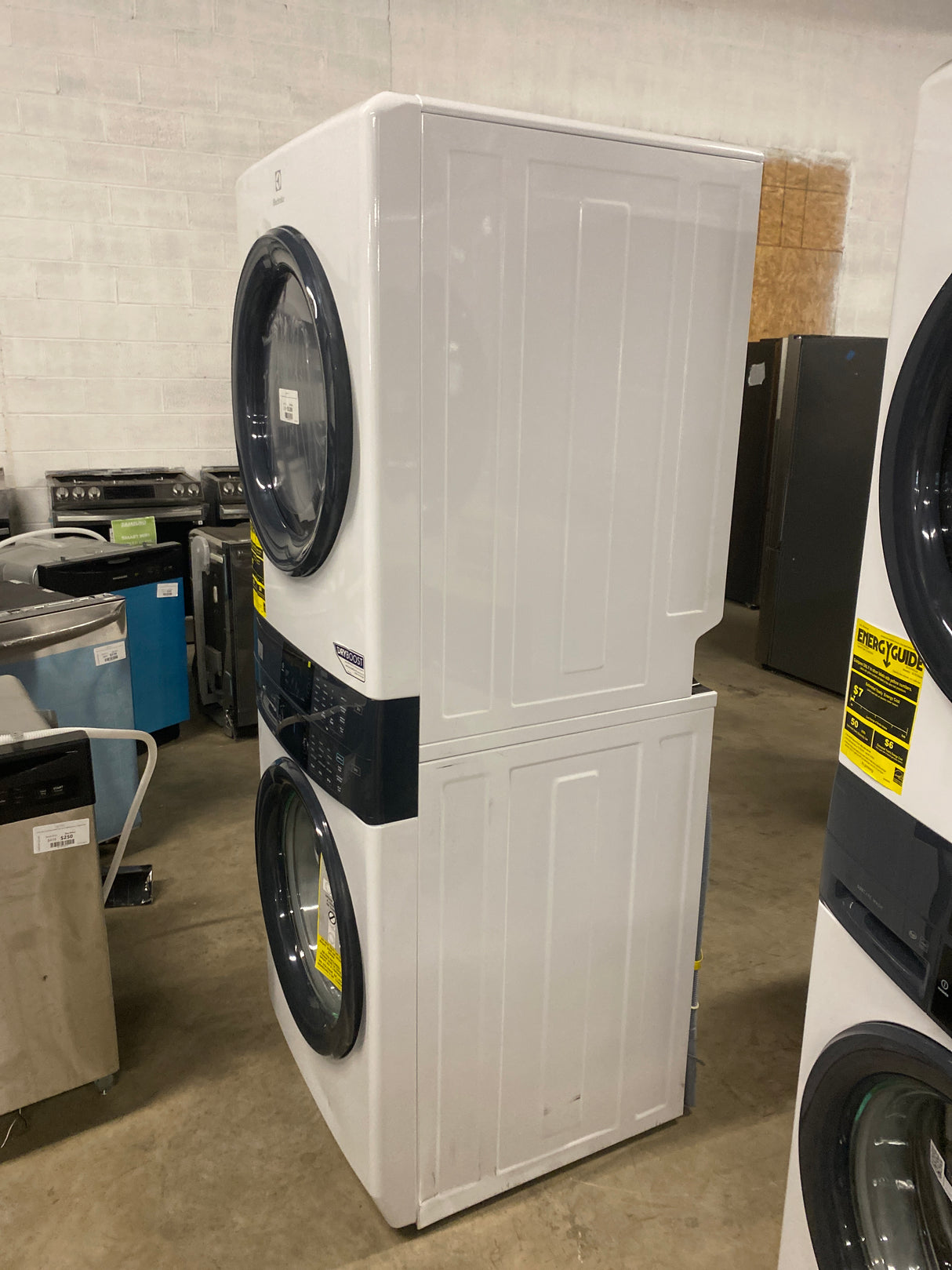 4.4 cu. ft. Stacked Washer and 8.0 cu. ft. Gas Dryer Laundry Tower in White with LuxCare Wash, Energy Star