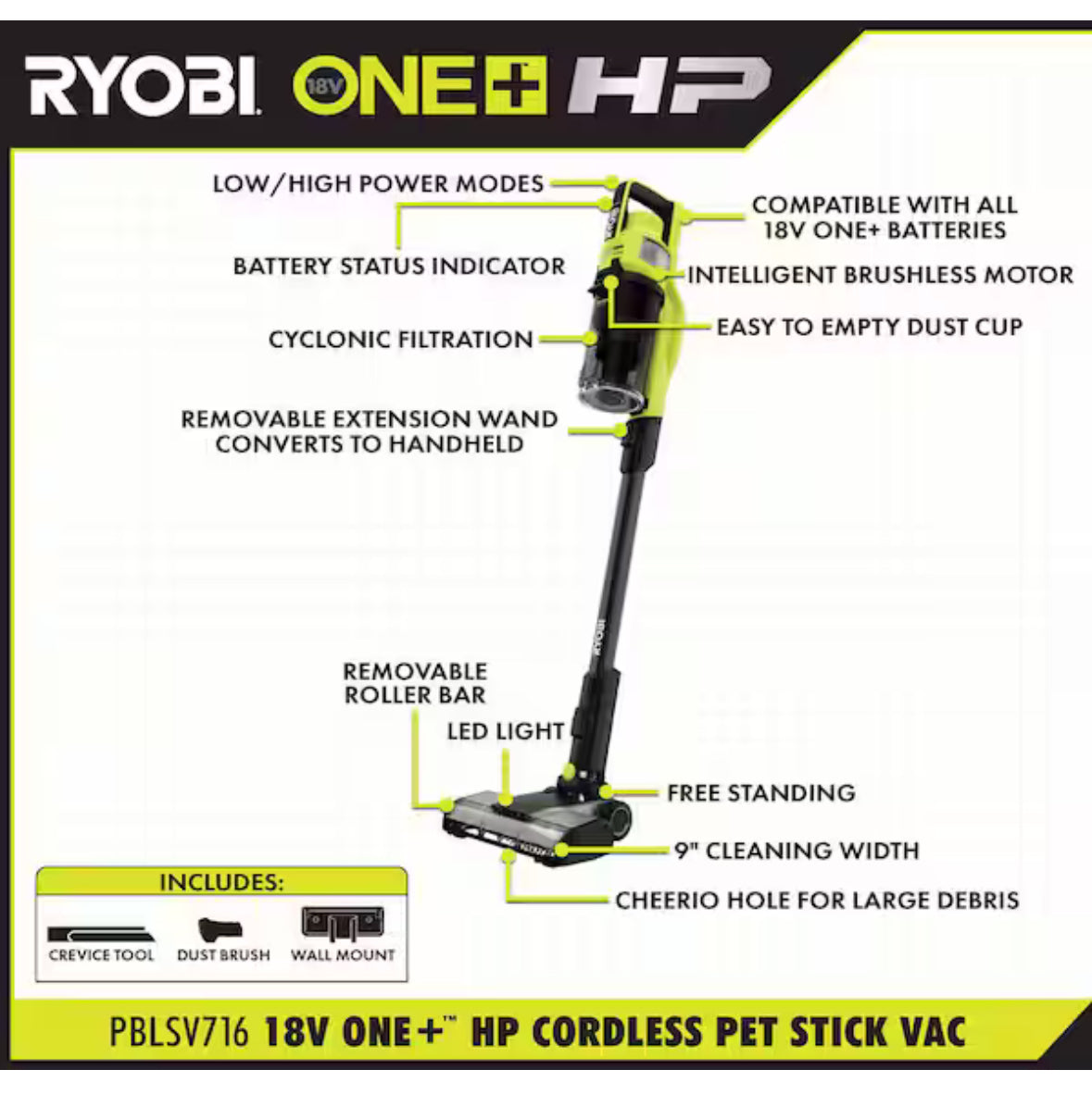 ONE+ HP 18V Kit w/ (2) 4.0 Ah Batteries, 2.0 Ah Battery, Charger, & FREE ONE+ HP Stick Vacuum