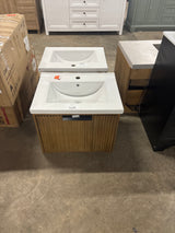 San Diego 24.4 in W x 18.7 in D x 34.50 H Bath Vanity in Weathered Fir with Ceramic White Vanity Top with White Basin