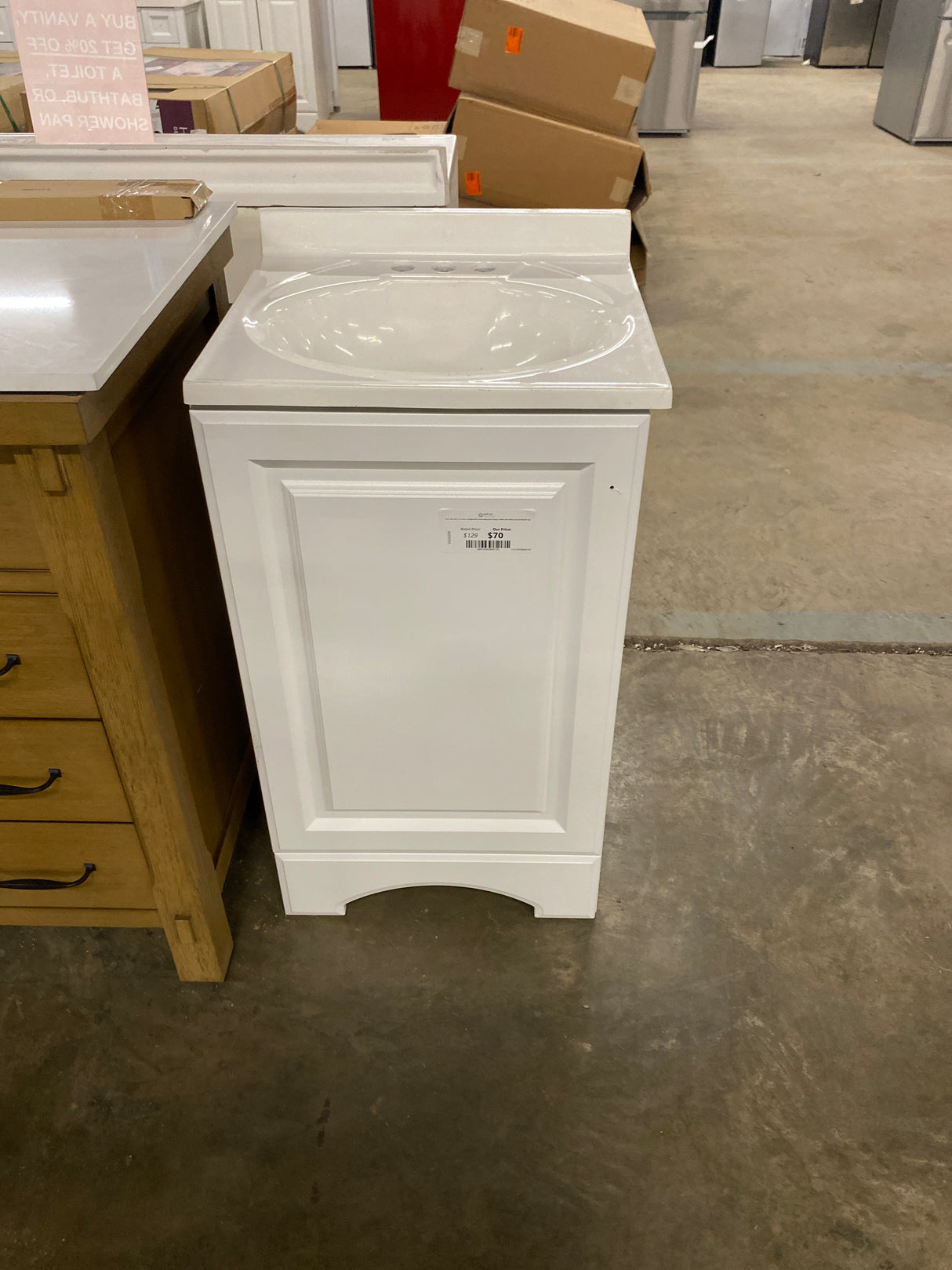 19 in. W x 18 in. D x 34 in. H Single Sink Freestanding Bath Vanity in White with White Cultured Marble Top