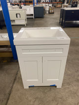 Everdean 25 in. W x 19 in. D x 34 in. H Single Sink Freestanding Bath Vanity in White with White Cultured Marble Top