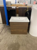 Ardwick 24 in. Single Sink Mocha Walnut Bath Vanity with White Ceramic Top (Assembled)