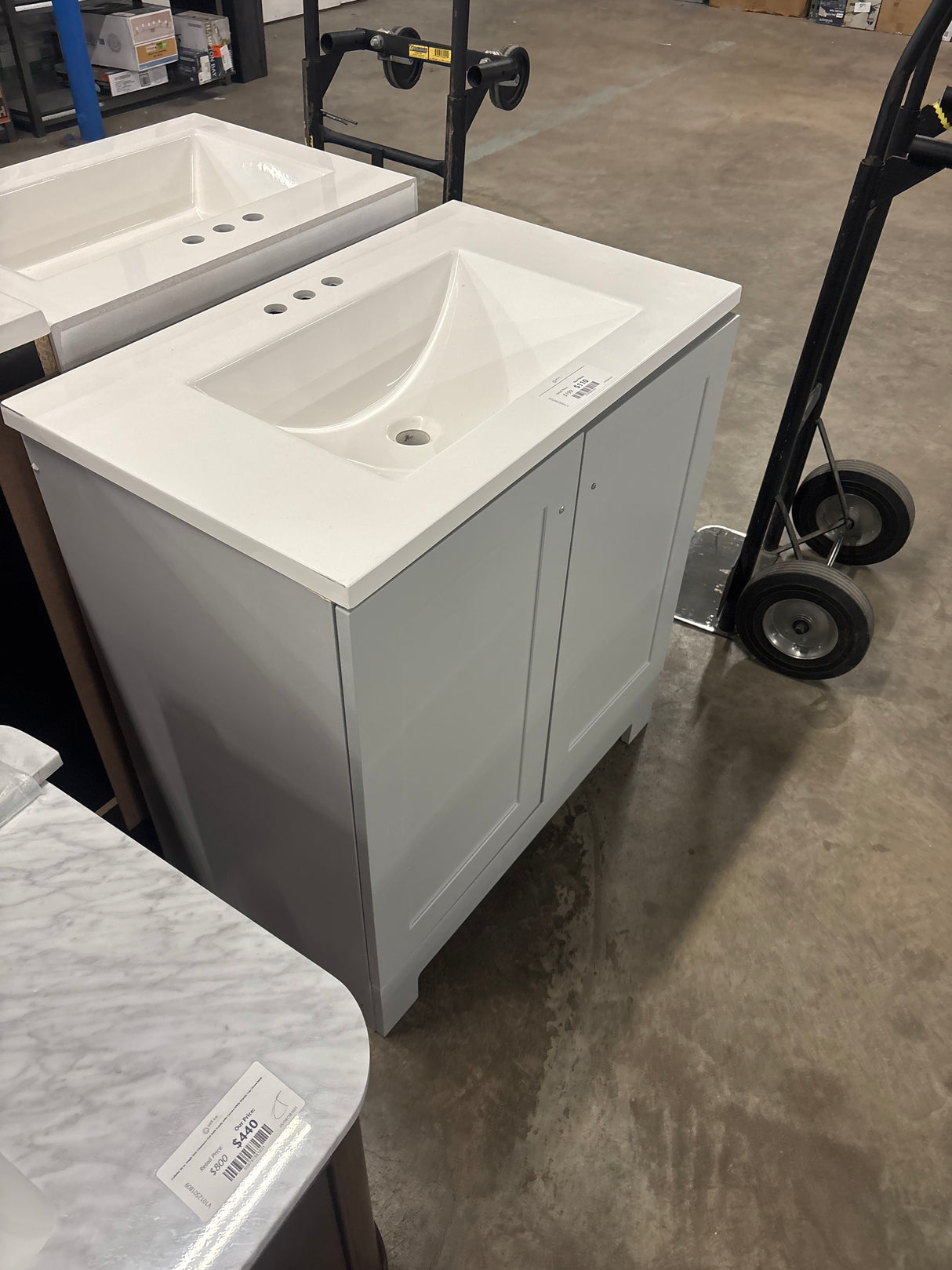 30 in. W x 19 in. D x 33 in. H Single Sink Freestanding Bath Vanity in Pearl Gray with White Cultured Marble Top