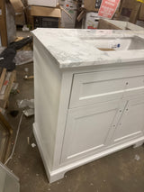 Doveton 36 in. W x 19 in. D x 34.5 in. H Single Sink Bath Vanity in White with White Engineered Stone Top