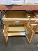 Hampton Assembled 30x34.5x24 in. Sink Base Kitchen Cabinet in Natural Hickory