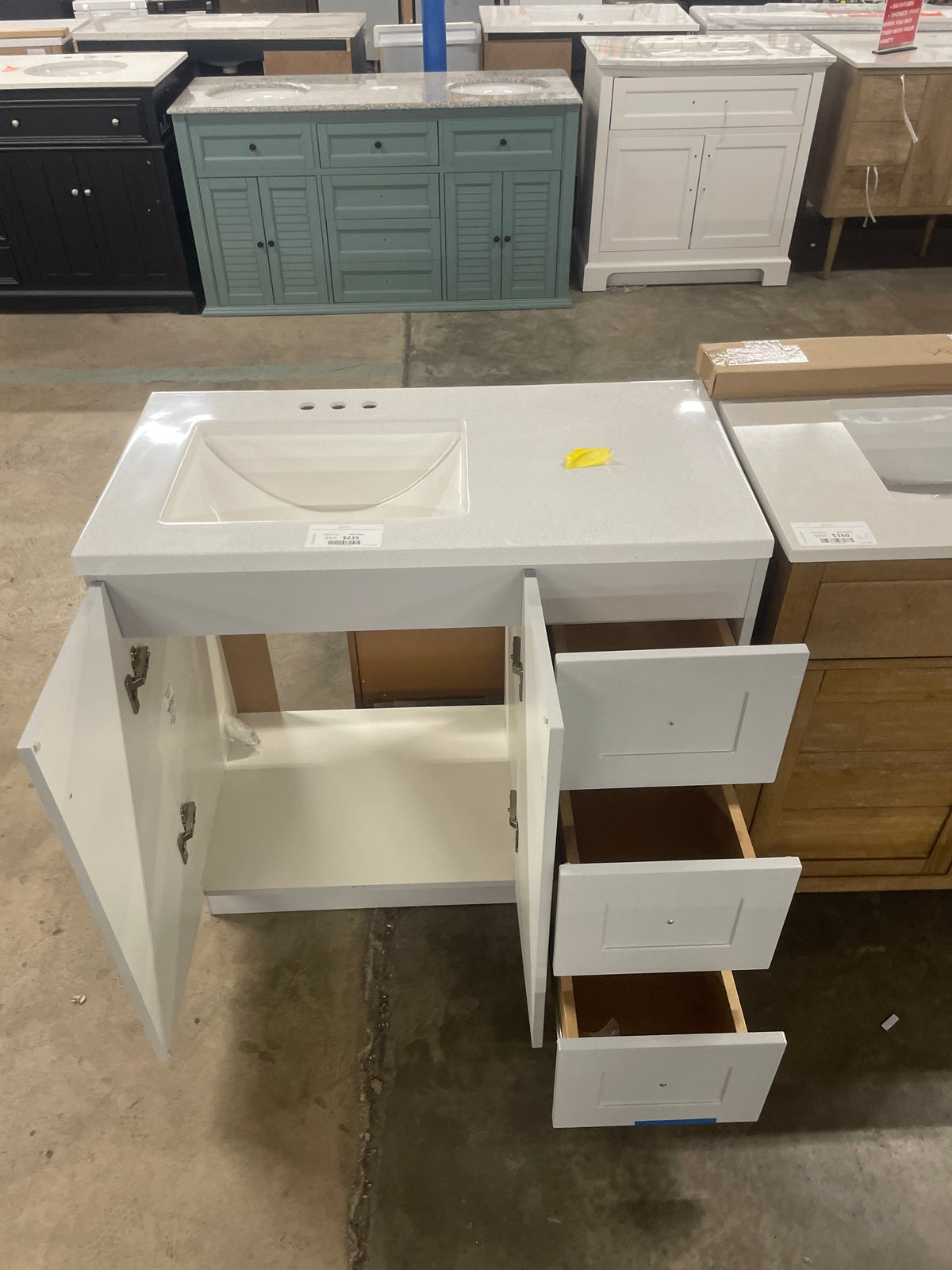 Bannister 37 in. W x 19 in. D x 35 in. H Single Sink Bath Vanity in Pearl Gray with White Cultured Marble Top