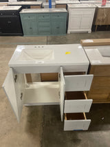 Bannister 37 in. W x 19 in. D x 35 in. H Single Sink Bath Vanity in Pearl Gray with White Cultured Marble Top