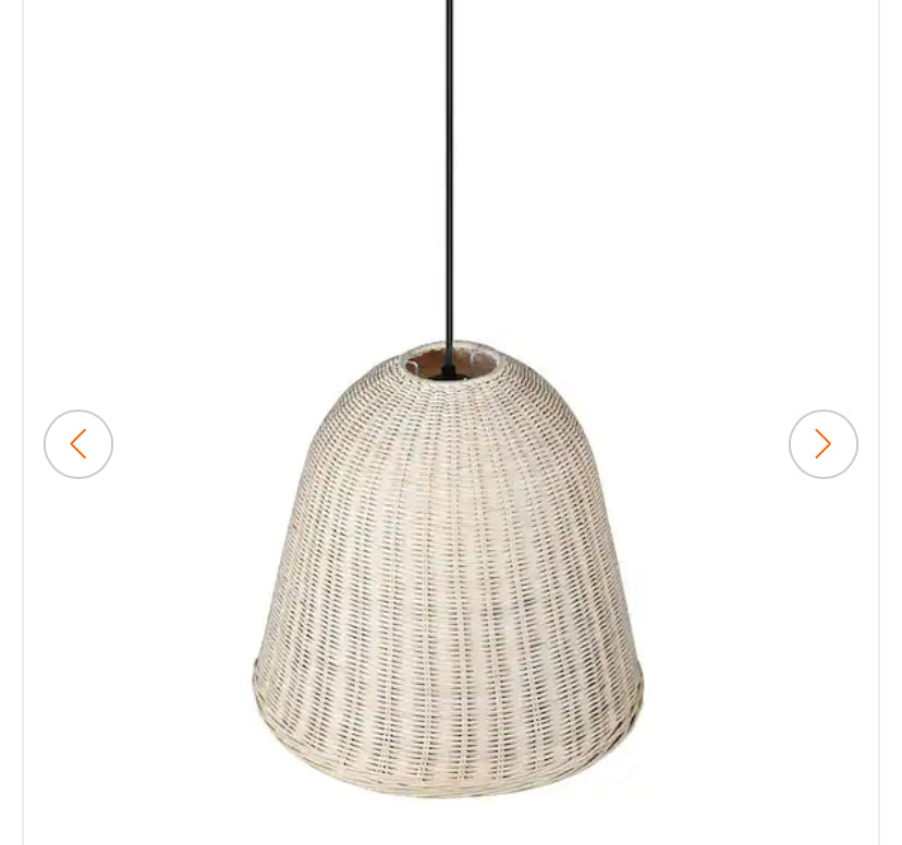 Calla 60-Watt 1-Light Natural Rattan Pendant With Black Accents