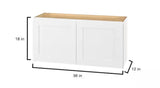 Avondale Shaker Alpine White Ready to Assemble Plywood 36 x 18in Wall Bridge Kitchen Cabinet(36 in W x 18 in H x 12in D)