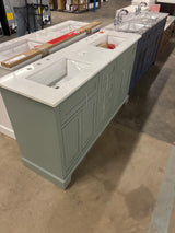 Doveton 60 in. Double Sink Sage Green Bath Vanity with White Engineered Stone Top (Assembled)