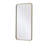 Timeless Home 18 in. W x 36 in. H x Modern Soft Corner Metal Rectangle Brass Mirror