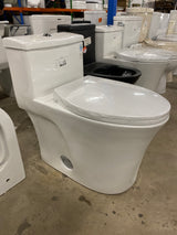 1-piece 0.8/1.28 GPF Dual Flush Elongated Toilet in White Seat Included