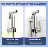 Easy-Install Handheld Bidet Attachment with Adjustable Pressure, Braided Hose & Installation Kit Included in Gray