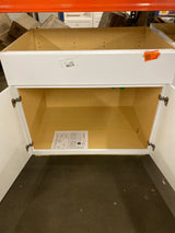 Shaker Satin White Stock Assembled Sink Base Kitchen Cabinet (36 in. x 34.5 in. x 24 in.)