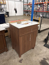 Bilston 24 in. Single Sink Freestanding Spiced Walnut Bath Vanity with White Engineered Stone Top