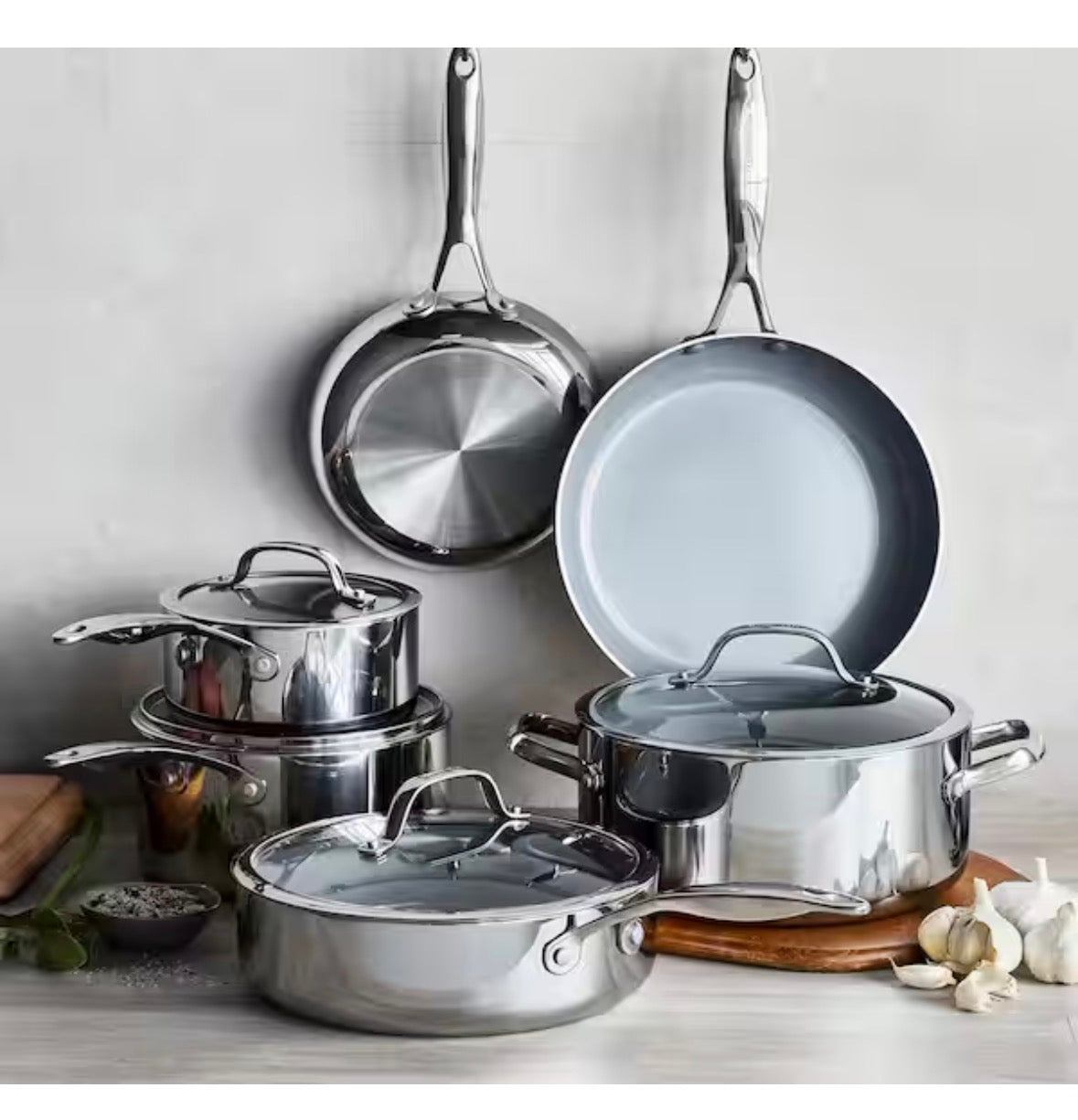 Valencia Pro 10-Piece Stainless Steel Ceramic Nonstick Cookware Set