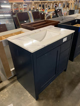 Westcourt 36 in. W x 22 in. D x 34 in. H Bath Vanity Cabinet in Blue with Cultured Marble Top in a  Toscana Finish