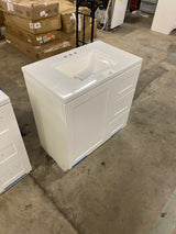 Bannister 31 in. W x 19 in. D x 35 in. H Single Sink Freestanding Bath Vanity in White with White Cultured Marble Top
