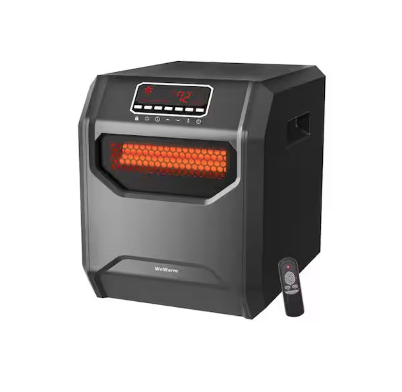 Electric 6 Element Infrared Space Heater Black Plastic