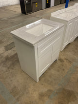 Clady 31 in. W x 19 in. D x 35 in. H Single Sink Freestanding Bath Vanity in White with Silver Ash Cultured Marble Top