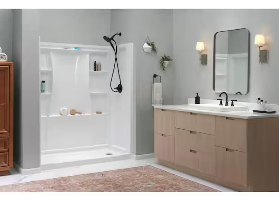 Classic 500 60 in. L x 30 in. W Alcove Shower Pan Base with Right Drain in High Gloss White
