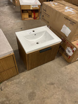 San Diego 24.4 in W x 18.7 in D x 34.50 H Bath Vanity in Weathered Fir with Ceramic White Vanity Top with White Basin
