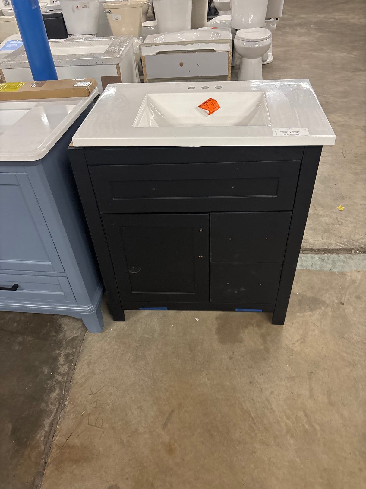 Clady 31 in. Single Sink Matte Black Bath Vanity with White Cultured Marble Top (Assembled)