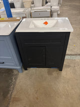 Clady 31 in. Single Sink Matte Black Bath Vanity with White Cultured Marble Top (Assembled)