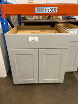 Shaker Dove Gray Stock Assembled Base Kitchen Cabinet with Ball-Bearing Drawer Glides (30 in. x 34.5 in. x 24 in.)