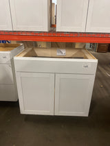 Westfield Feather White Assembled Sink Base Kitchen Cabinet (36 in. W x 23.75 in. D x 35 in. H)