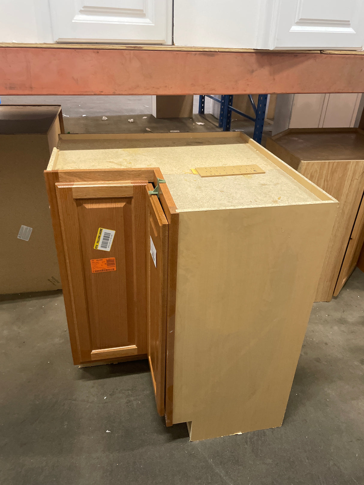 Hampton 25 in. W x 16.5 in. D x x 34.5 in. H in Medium Oak Raised Panel Assembled Lazy Susan Corner Base Kitchen Cabinet