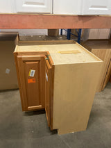 Hampton 25 in. W x 16.5 in. D x x 34.5 in. H in Medium Oak Raised Panel Assembled Lazy Susan Corner Base Kitchen Cabinet