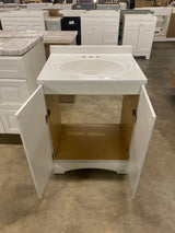 Everdean 25 in. W x 19 in. D x 34 in. H Single Sink Freestanding Bath Vanity in White with White Cultured Marble Top