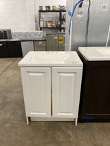Everdean 25 in. W x 19 in. D x 34 in. H Single Sink Freestanding Bath Vanity in White with White Cultured Marble Top