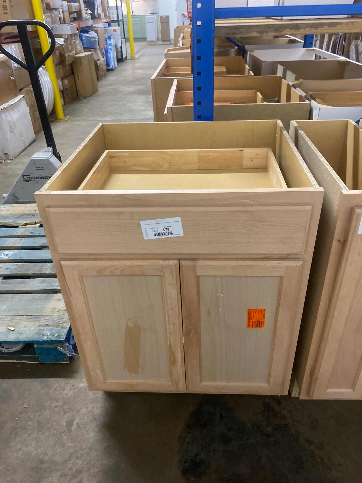27 in. W x 24 in. D x 34.5 in. H Assembled Base Kitchen Cabinet in Unfinished with Recessed Panel