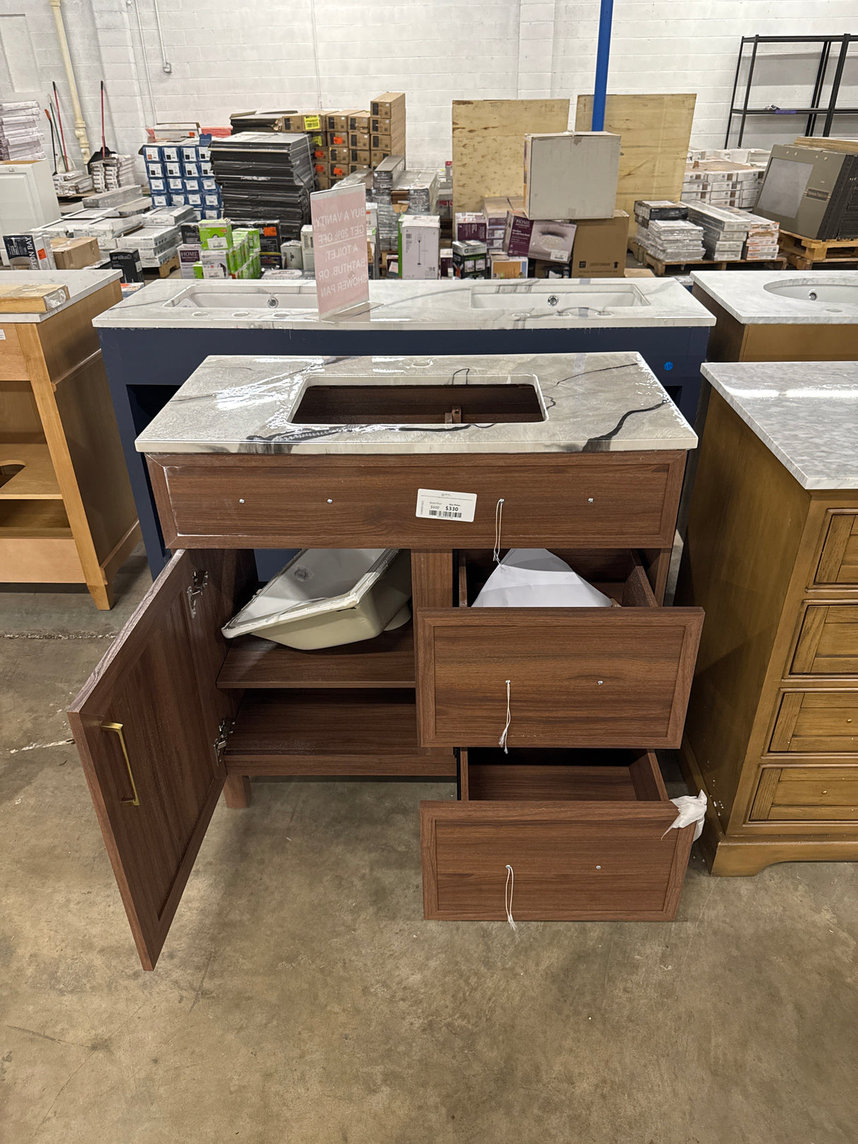 Bilston 36 in. W x 19 in. D x 34 in. H Single Sink Bath Vanity in Spiced Walnut with Epoxied Stone Top