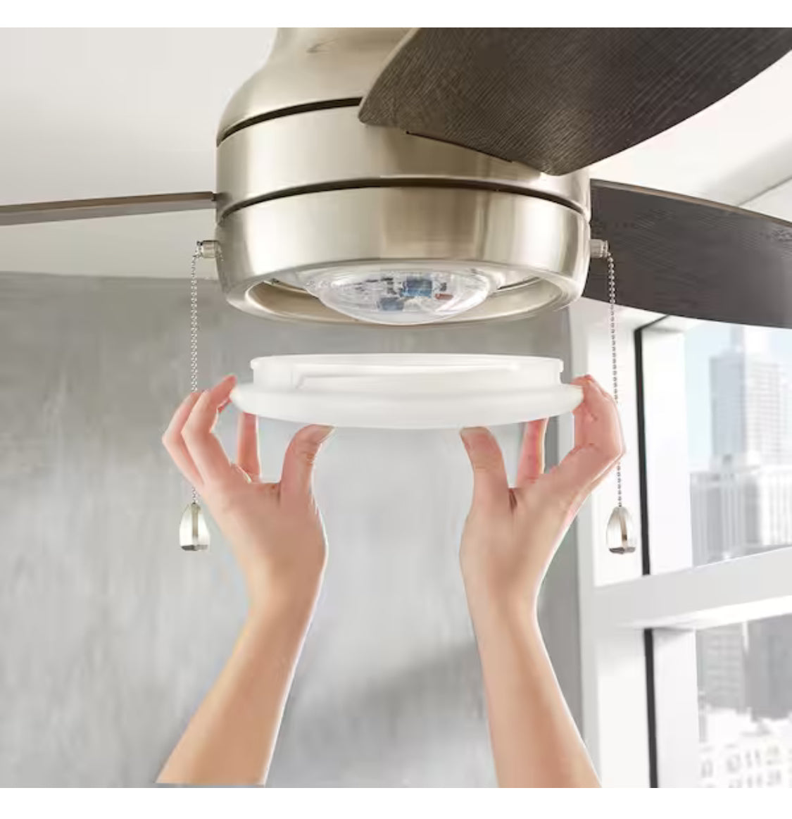 Ashby Park 44 in. White Color Changing Integrated LED Brushed Nickel Ceiling Fan with Light Kit and 3 Reversible Blades