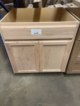Hampton Assembled 30x34.5x24 in. Sink Base Cabinet in Unfinished Beech