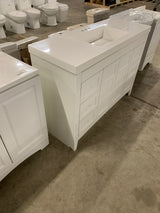 Agnea 48 in. W. x 21 in. D x 35 in. H Single Sink Freestanding Bath Vanity in Matte White with White Qt.Top