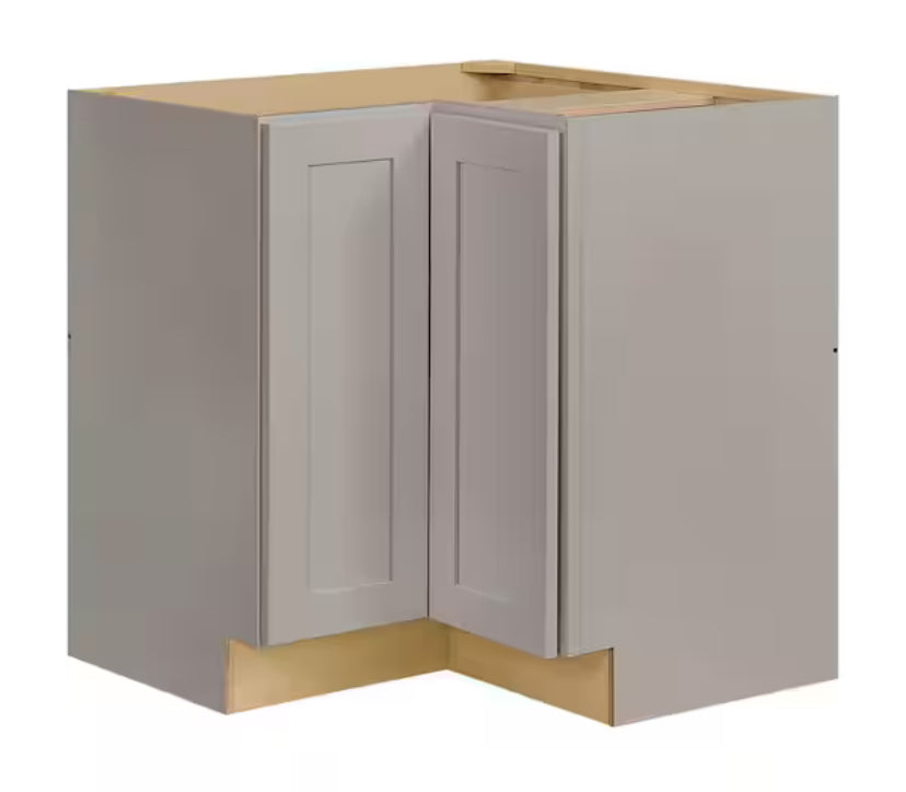Avondale 36 in. W x 24 in. D x 34.5 in. H Ready to Assemble Plywood Shaker Lazy Susan Corner Cabinet in Dove Gray