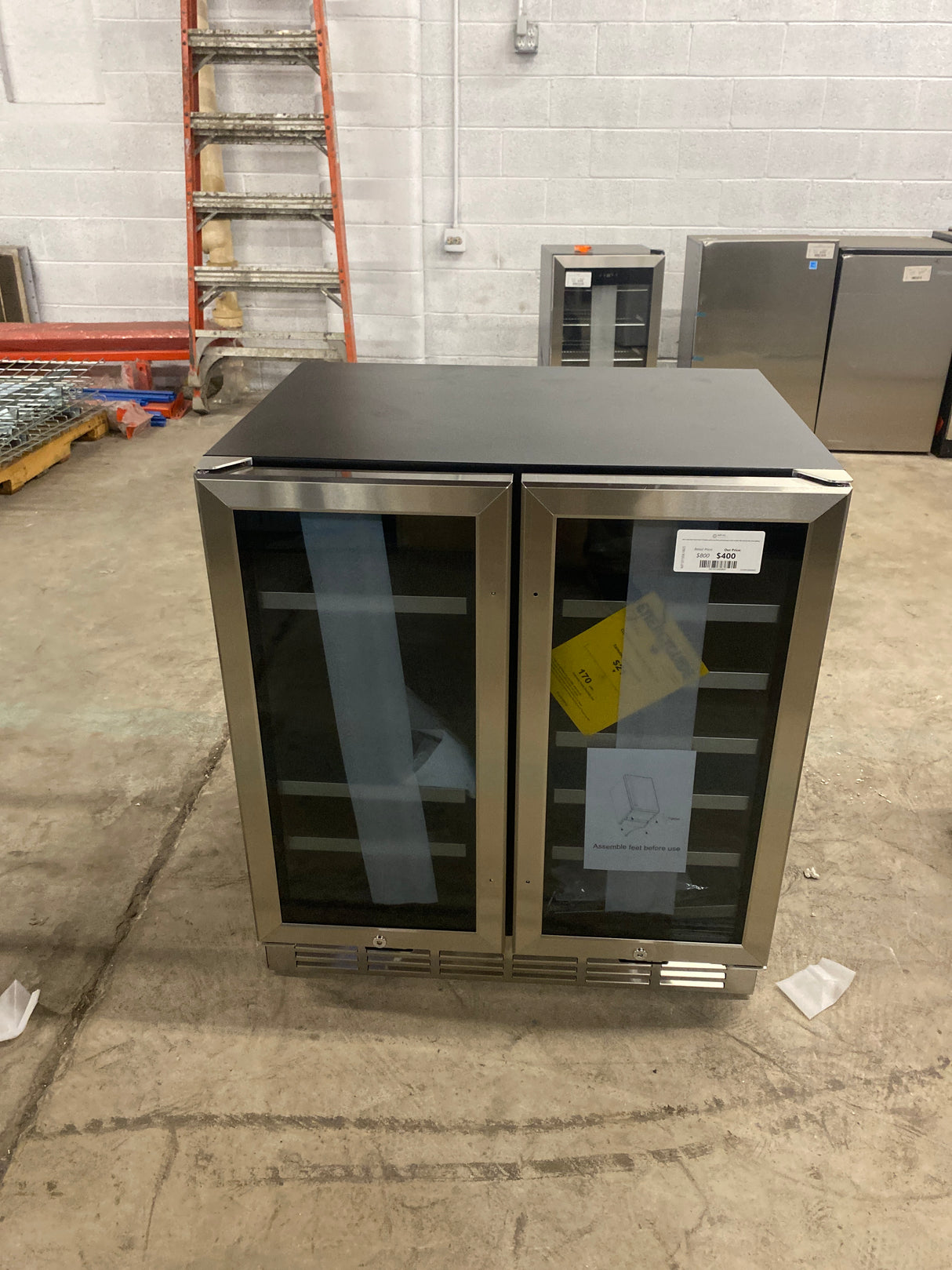 30 in. Dual Zone French Door 33 Bottle and 95 Can Wine and Beverage Cooler in Silver with Internal Blue LED Lighting