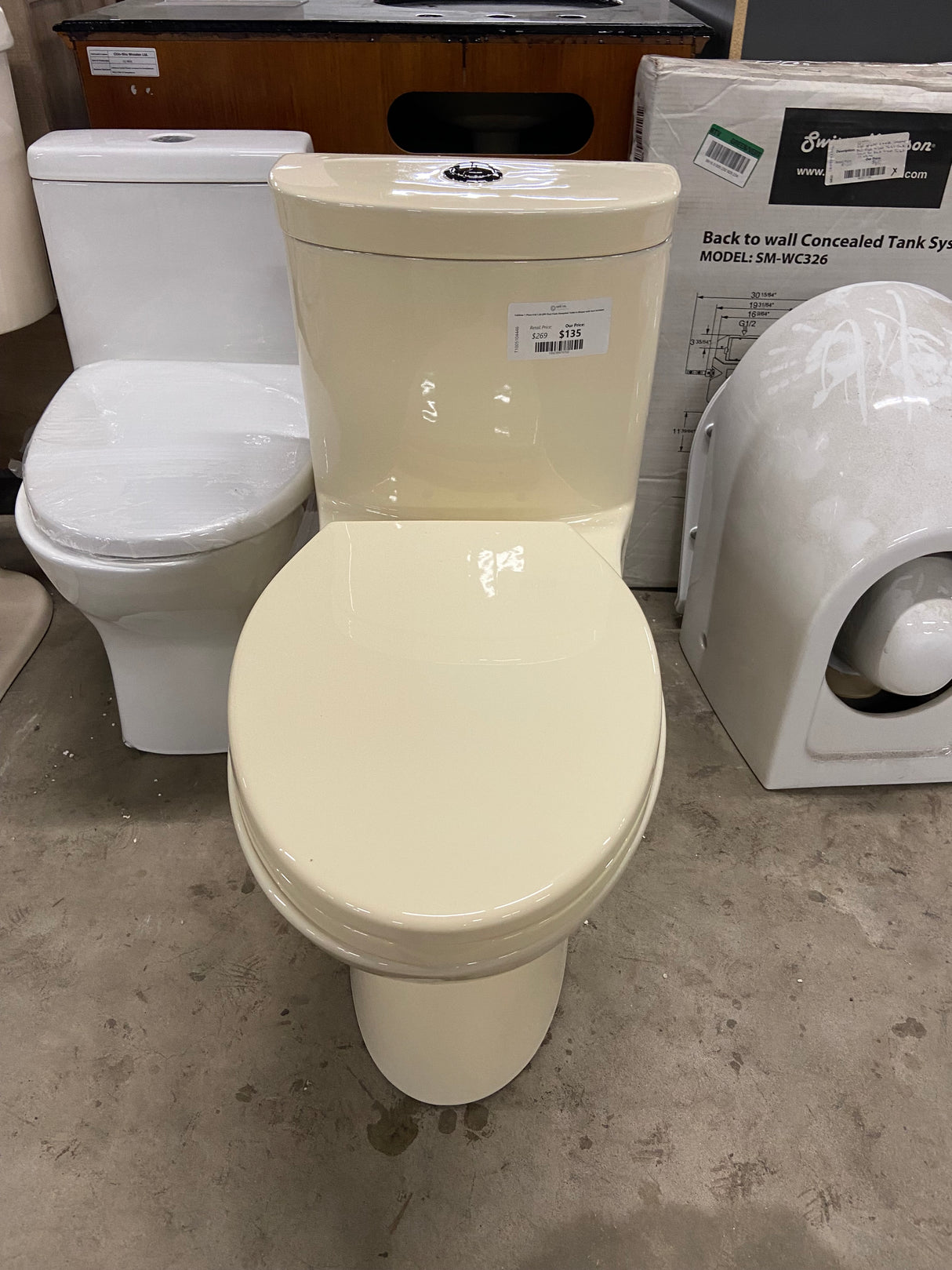 Sublime 1-Piece 0.8/1.28 GPF Dual Flush Elongated Toilet in Bisque with Seat Included