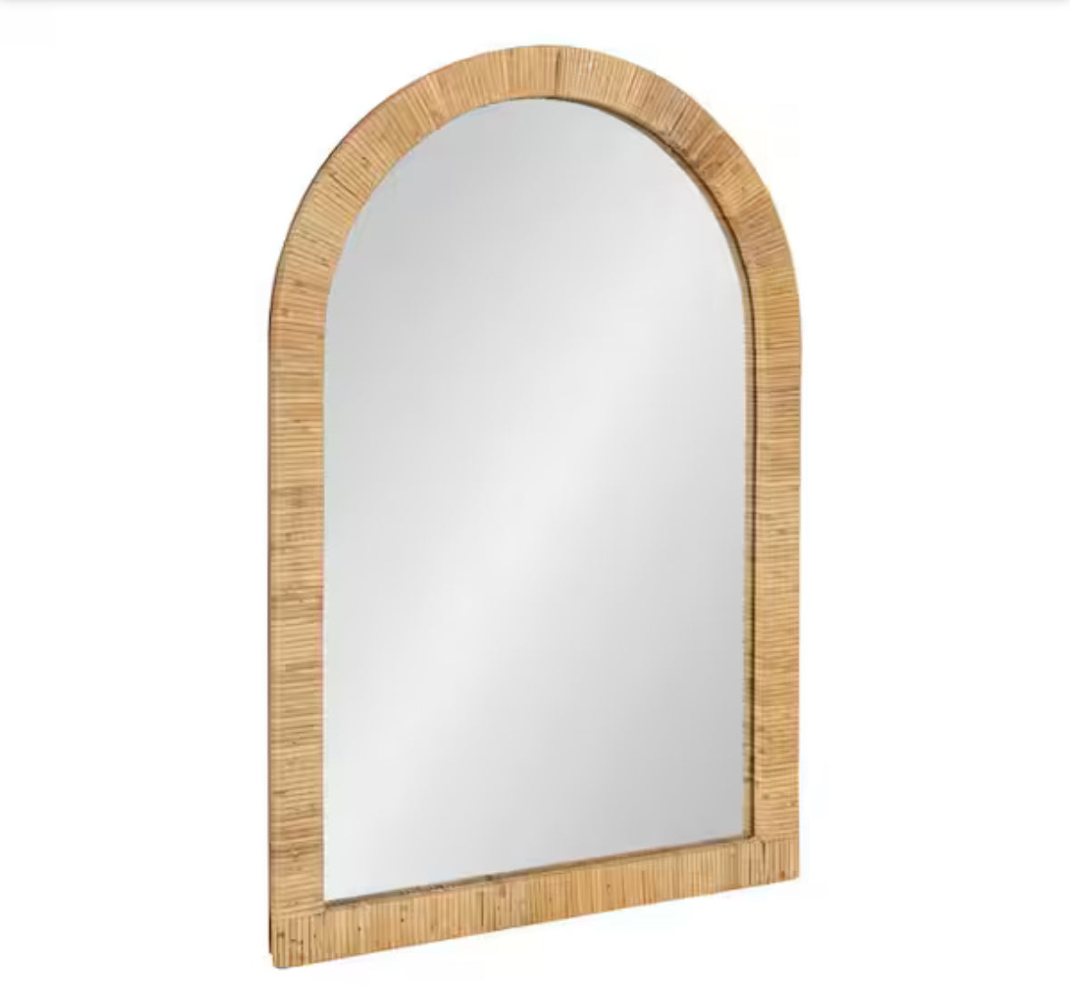 Rahfy 20.00 in. W x 30.00 in. H Arch MDF Natural Framed Bohemian Wall Mirror
