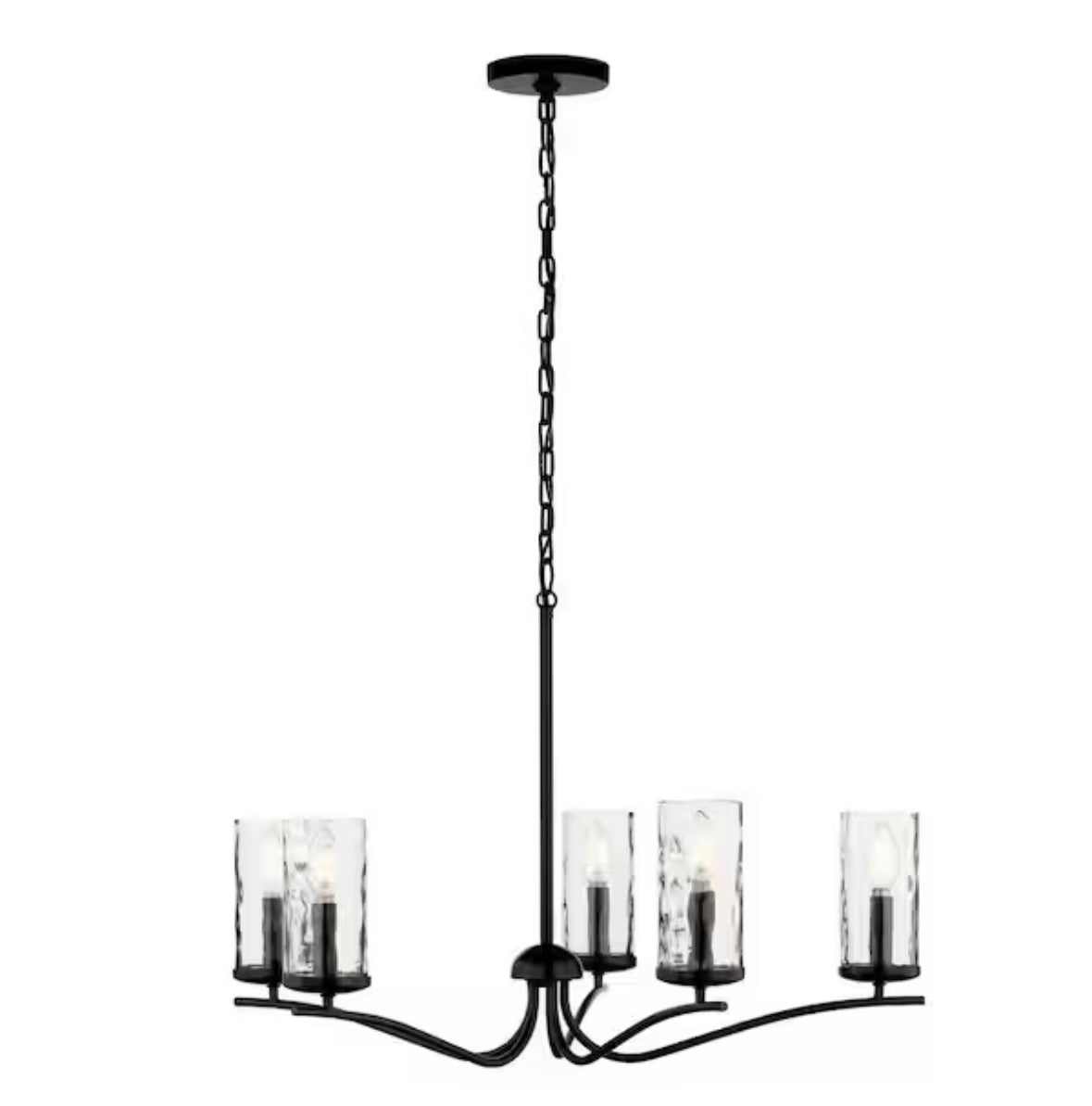 Thorna 5-Light Chandelier with Clear Water Glass in Black